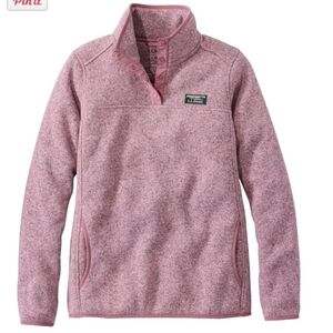L.L.Bean Sweater Fleece Pullover Women’s Medium Pink Snap Neck Cozy Heathered